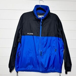 Columbia Light Windbreker Jacket Embroidery Blue and Black Men Size L‎